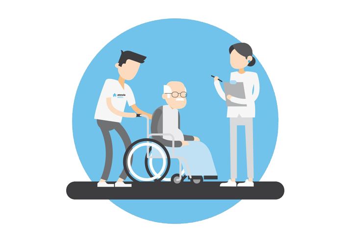 Ilustración cuidadores de ancianos