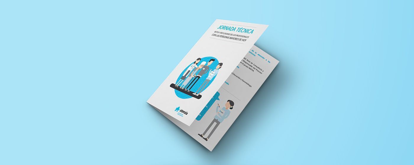 Folleto con ilustraciones de cuidado asistencial