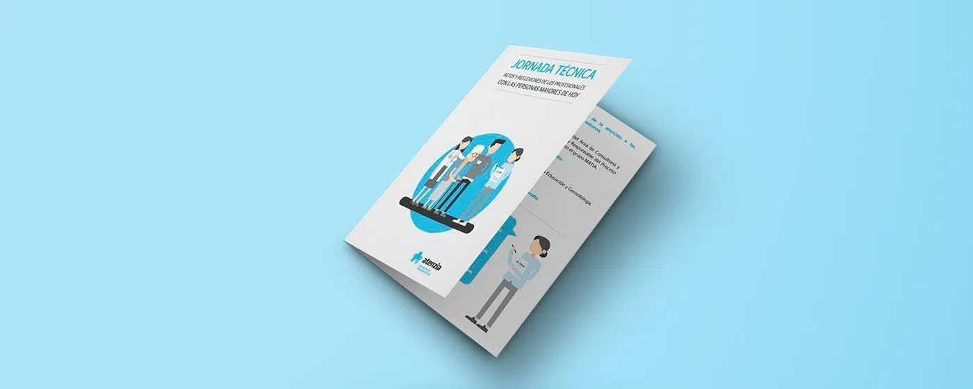 Folleto con ilustraciones de cuidado asistencial