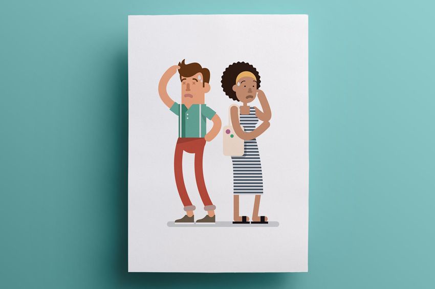 Ilustración de pareja de jóvenes de pie