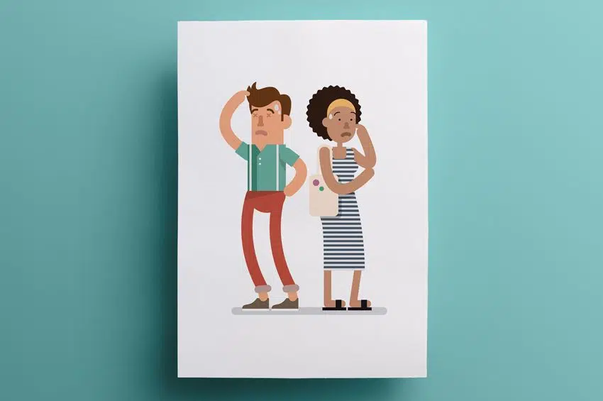 Ilustración de pareja de jóvenes de pie